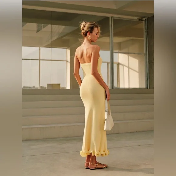 Commense Yellow Strapless Sheath Dress - Picture 2 of 3